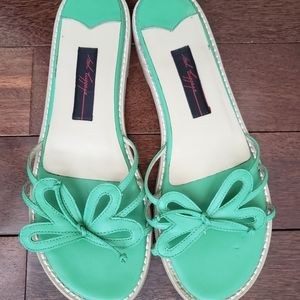 Perfect green slip on sandals